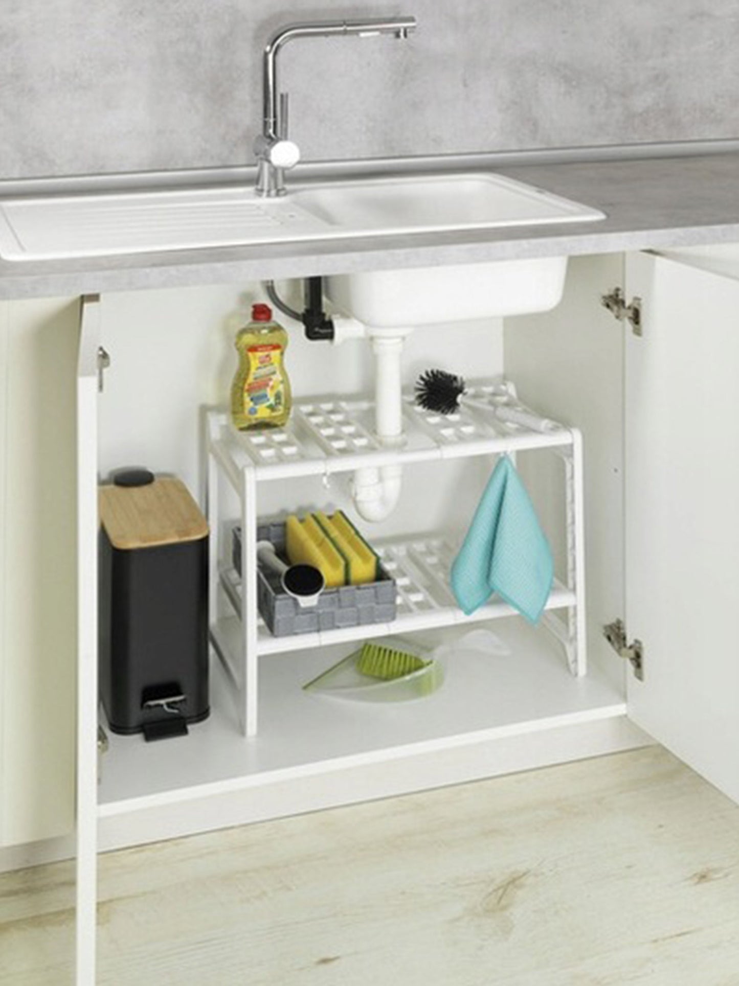 Wenko Sink Rack with Adjustable Shelves and Storage