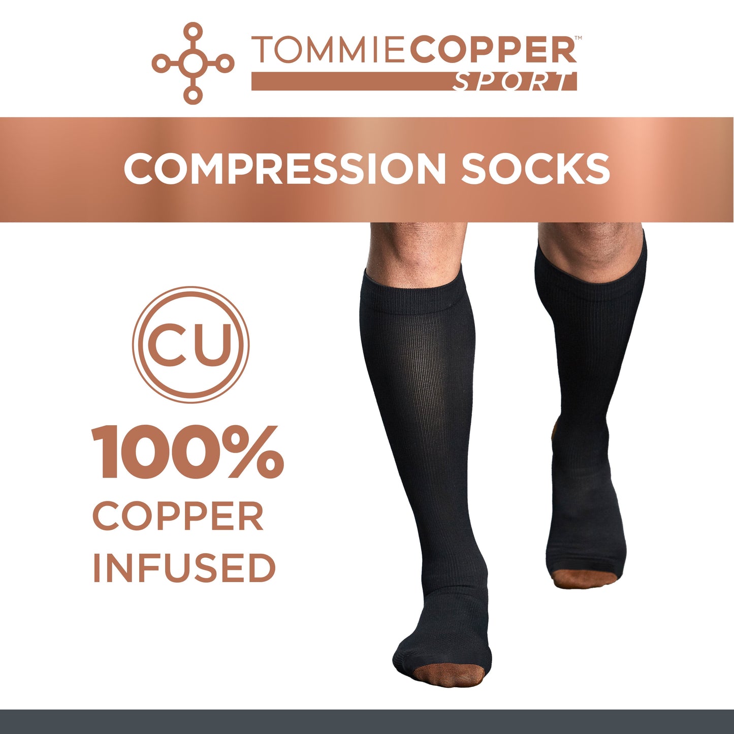 Tommie Copper compression socks in black, 2 pack, unisex sizing