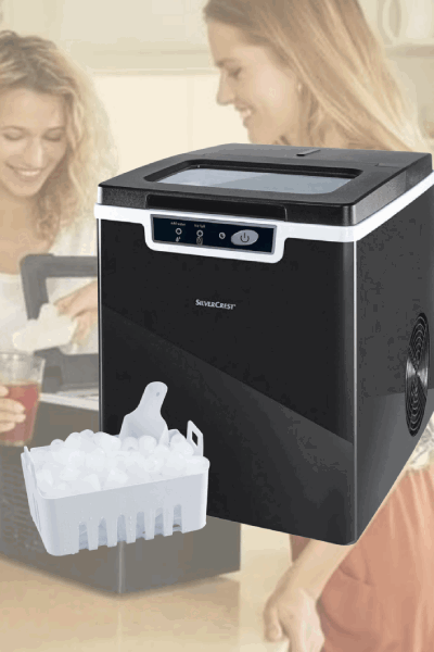 Silvercrest Ice Maker SEMK 105 A1 with integrated water tank and removable container