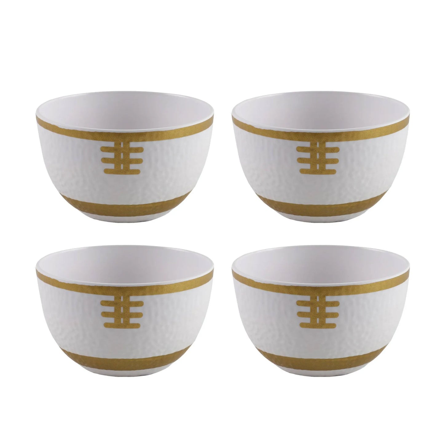 4-piece football mini bowls set with textured surface and gold laces
