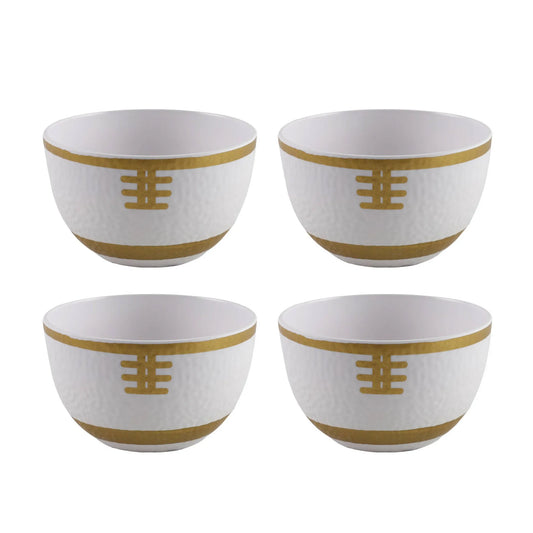 4-piece football mini bowls set with textured surface and gold laces