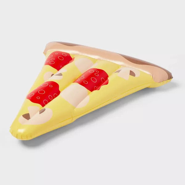 Pizza-shaped pool inflatable float with Sun Squad branding