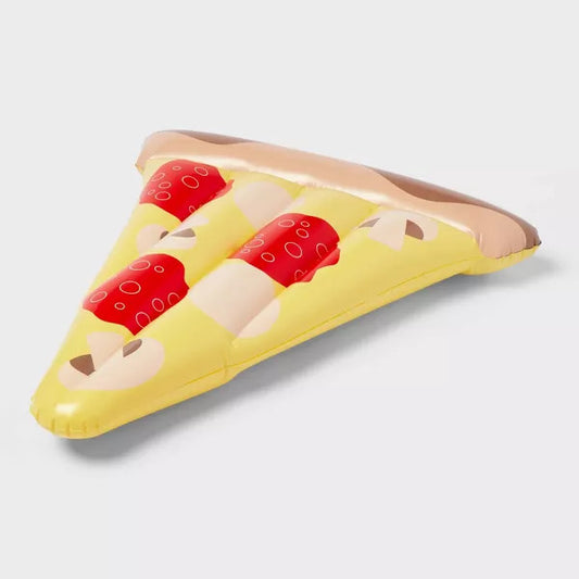Pizza-shaped pool inflatable float with Sun Squad branding