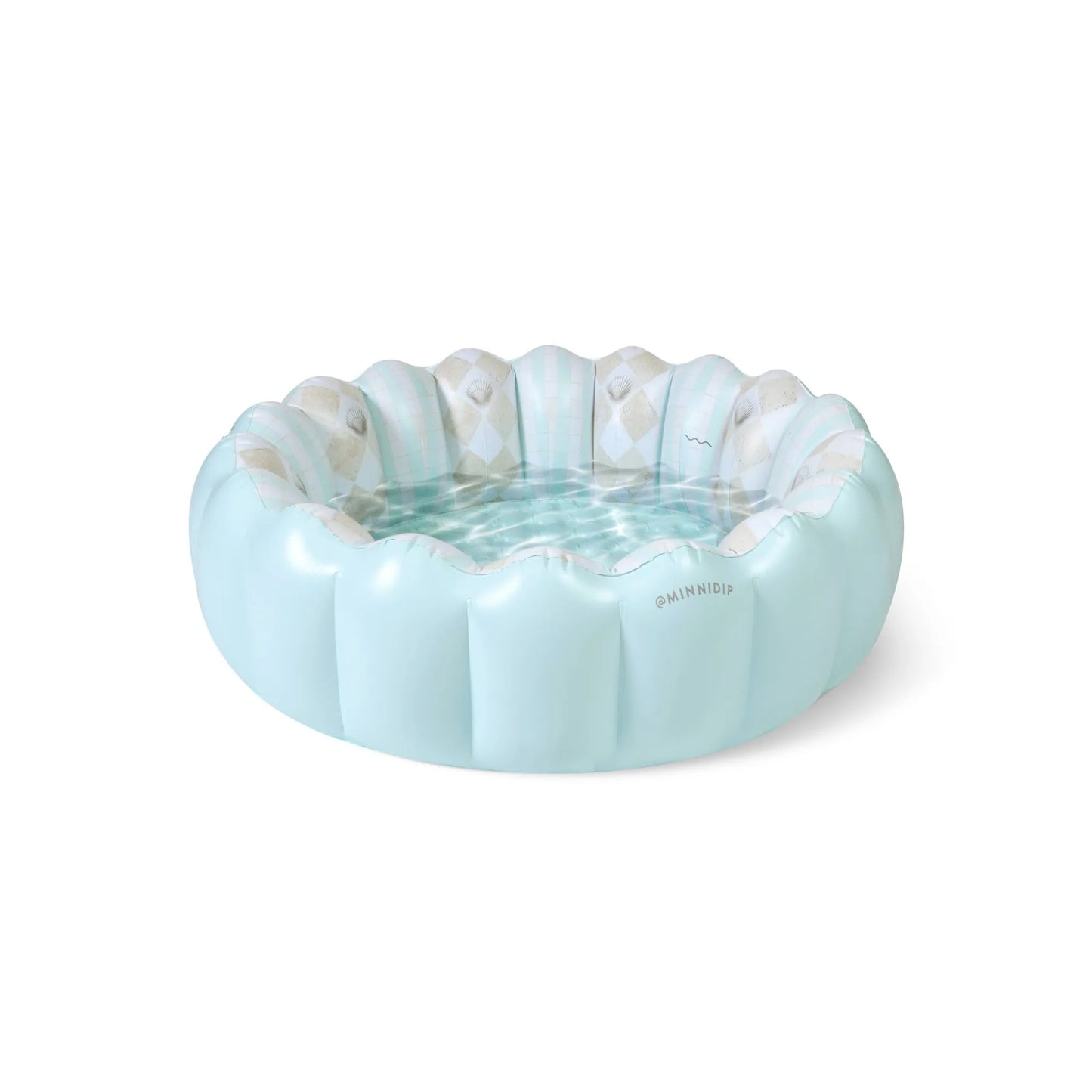 MINNIDIP Tufted 35 Gallon Novelty Kiddie Pool in Chambray Blue with an inflatable bottom