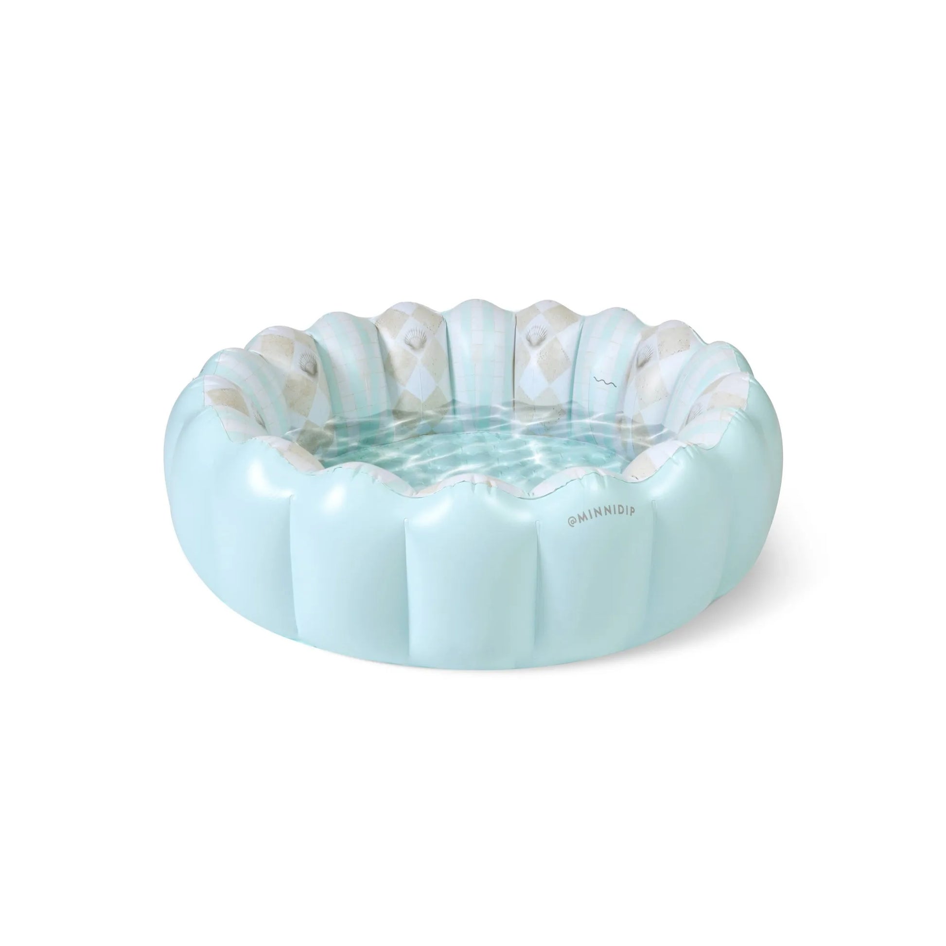 MINNIDIP Tufted 35 Gallon Novelty Kiddie Pool in Chambray Blue with an inflatable bottom