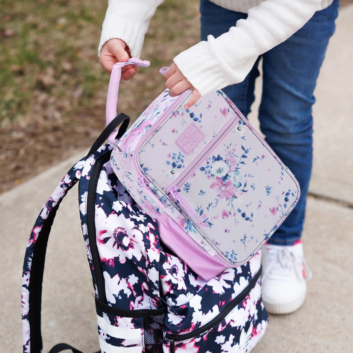 Fulton Bag Co. Floral Lilac Upright Lunch Bag