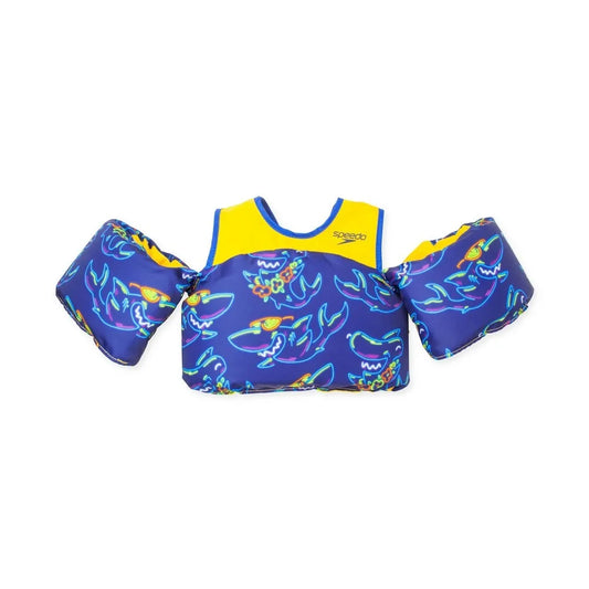 Speedo Kids' Splash Jammer Vest in blue and yellow with shoulder straps