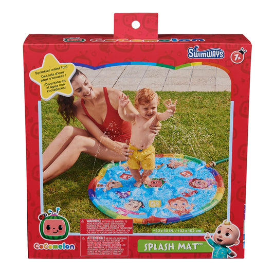 Cocomelon Splash Mat with colorful design and water sprinkler feature