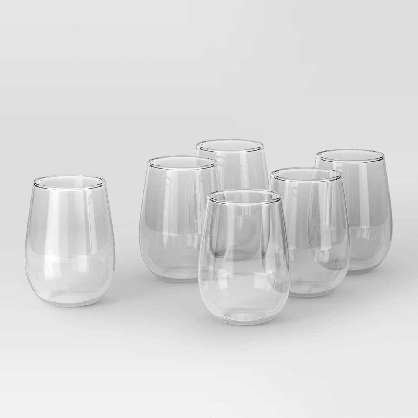 6-Pack of Threshold Stemless Hutton Wine Glasses, transparent glass, stemless design