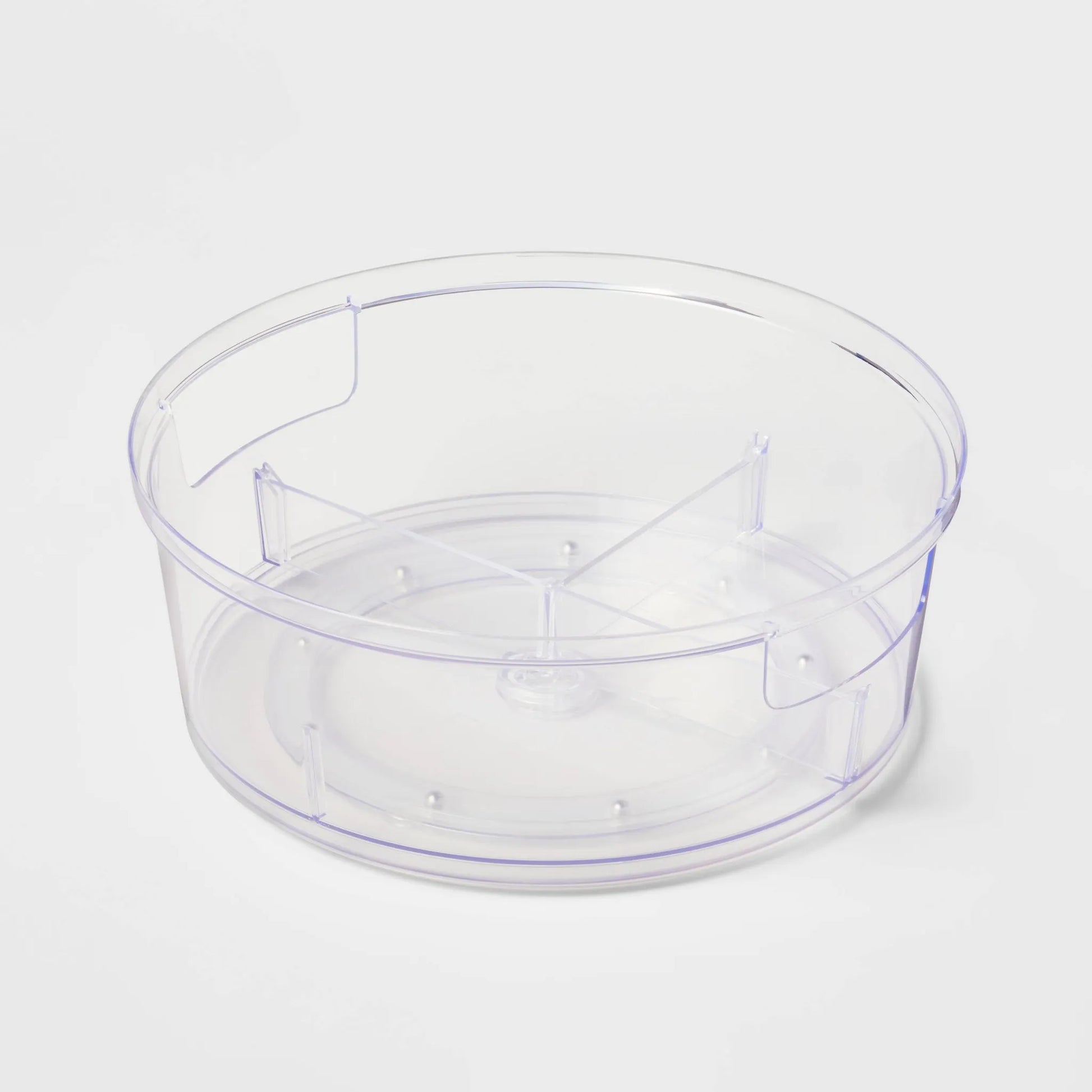11-inch plastic turntable from Brightroom with clear sections for organizing kitchen items