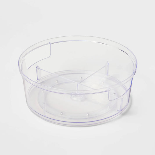 11-inch plastic turntable from Brightroom with clear sections for organizing kitchen items