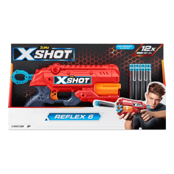 X-Shot Excel Reflex 6 blaster with rotating barrel for rapid-fire action