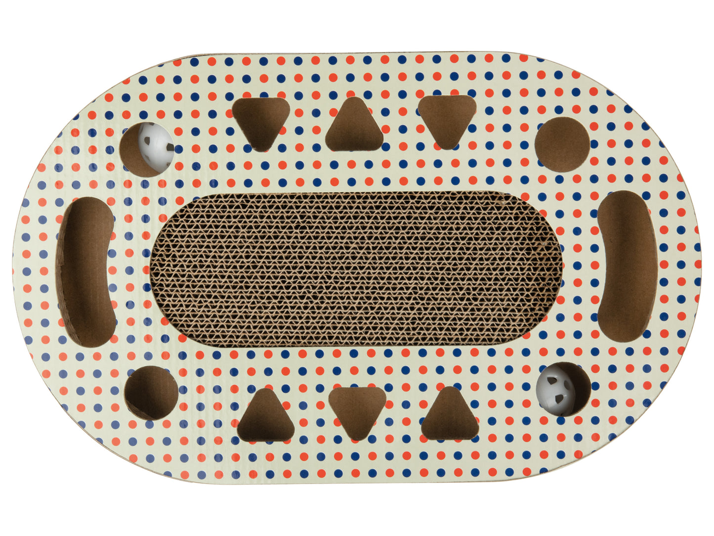 Oval shaped scratching cardboard for cats with the zoofari® brand logo
