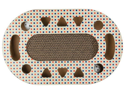 Oval shaped scratching cardboard for cats with the zoofari® brand logo