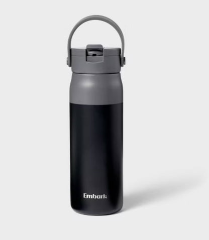 24 oz Embark insulated stainless steel water bottle with gray and black color