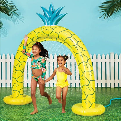 Inflatable Pineapple Sprinkler Outdoor Water Toy standing tall and colorful