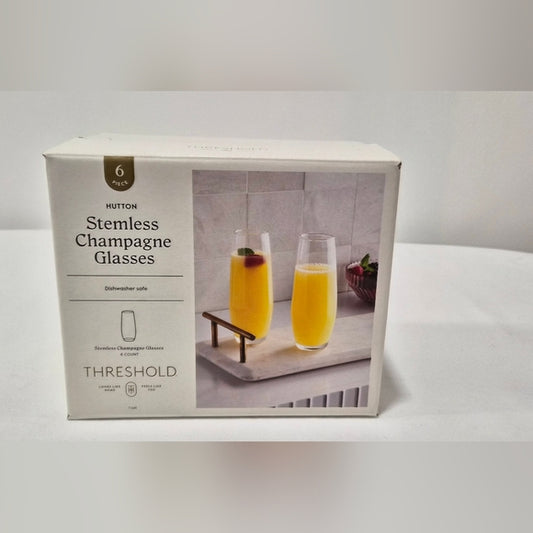 Set of six stemless champagne glasses from Threshold with an elegant and modern design