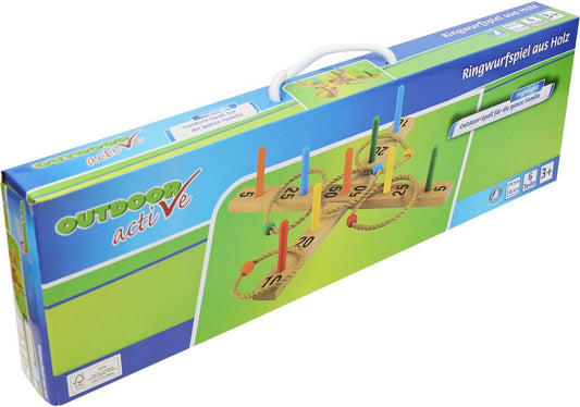 Outdoor active wooden ring toss game with 9 sticks