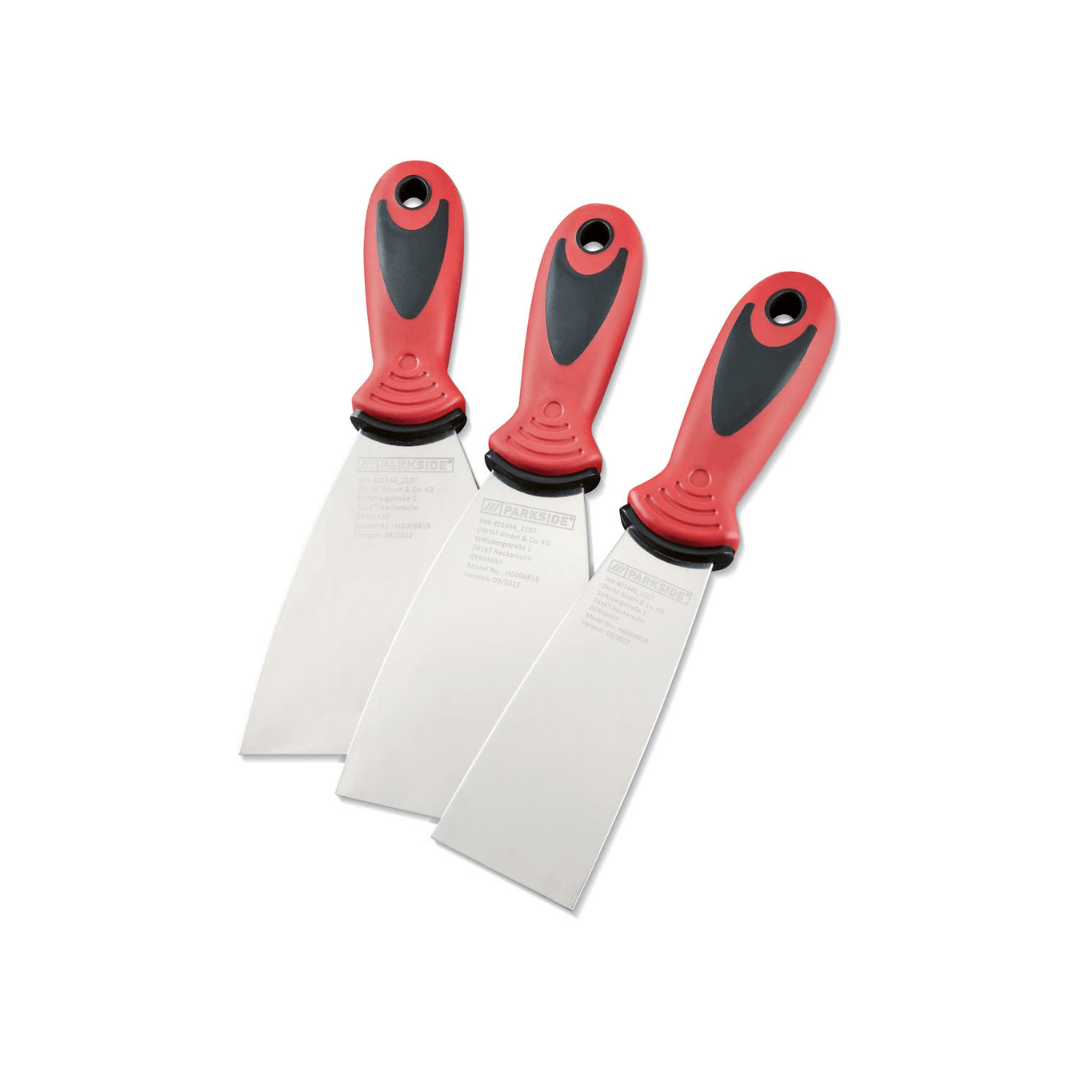 3-piece stainless steel spatula set with polypropylene handles and TPR