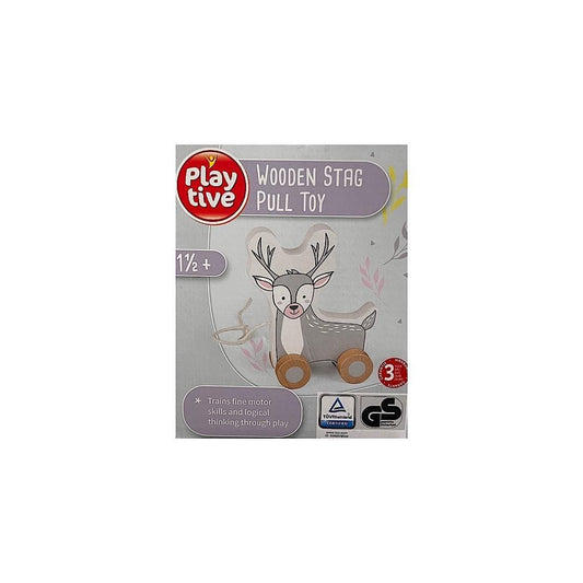 Playtive Wooden Stag Pull Toy by European House Hold, designed for children over 1 year