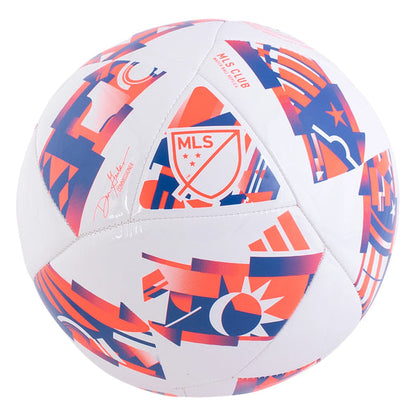 adidas MLS Club Soccer Ball 2024 IP1626 White/Sol Red/Globlu with machine-stitched TPU cover