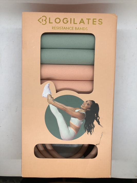 New Blogilates resistance bands in soft pink and green colors