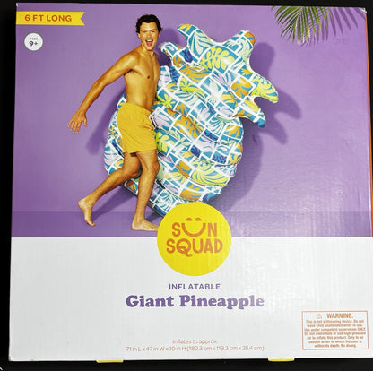 Inflatable giant pineapple float for beach and pool lounging
