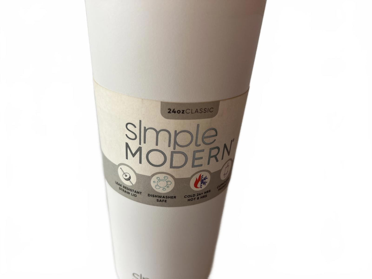 Simple Modern Classic 24 Oz White Water Bottle with Straw