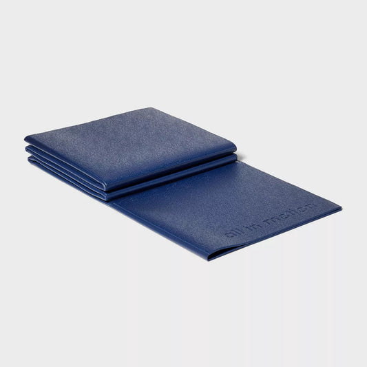 All In Motion™ Navy Blue 3mm Foldable Yoga Mat with solid pattern