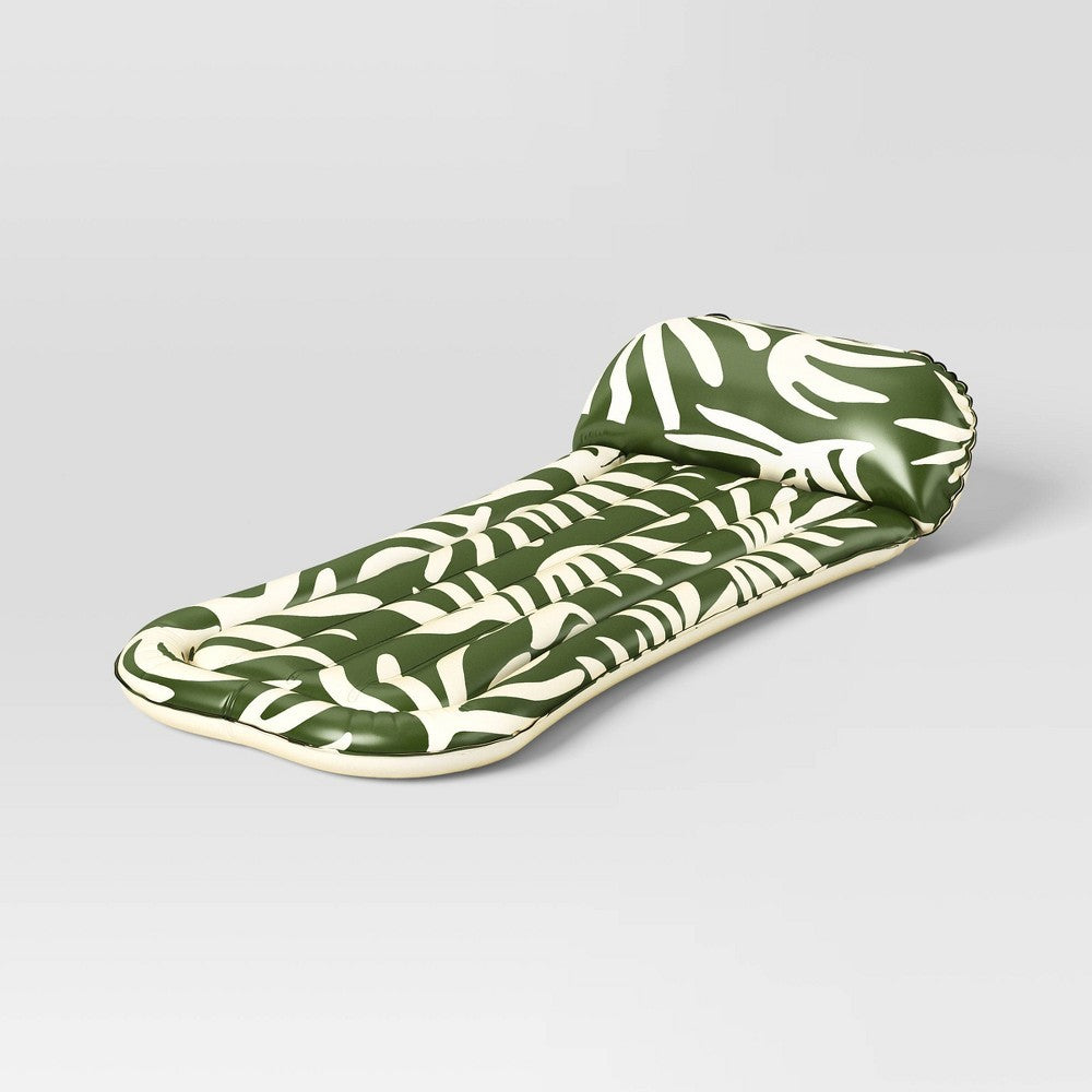 Sun Squad Pool Lounge Palm Lounger PVC Water Float in green color