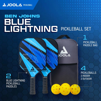 Joola Ben Johns Blue Lightning Pickleball Paddle Set Sling Backpack