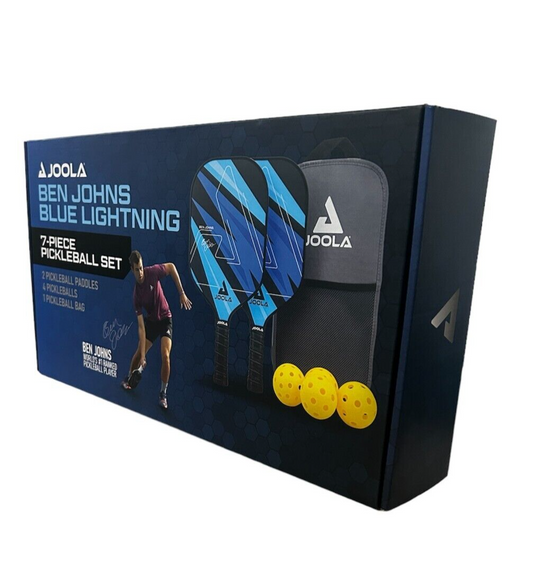 Joola Ben Johns Blue Lightning Pickleball Paddle Set Sling Backpack Black Blue