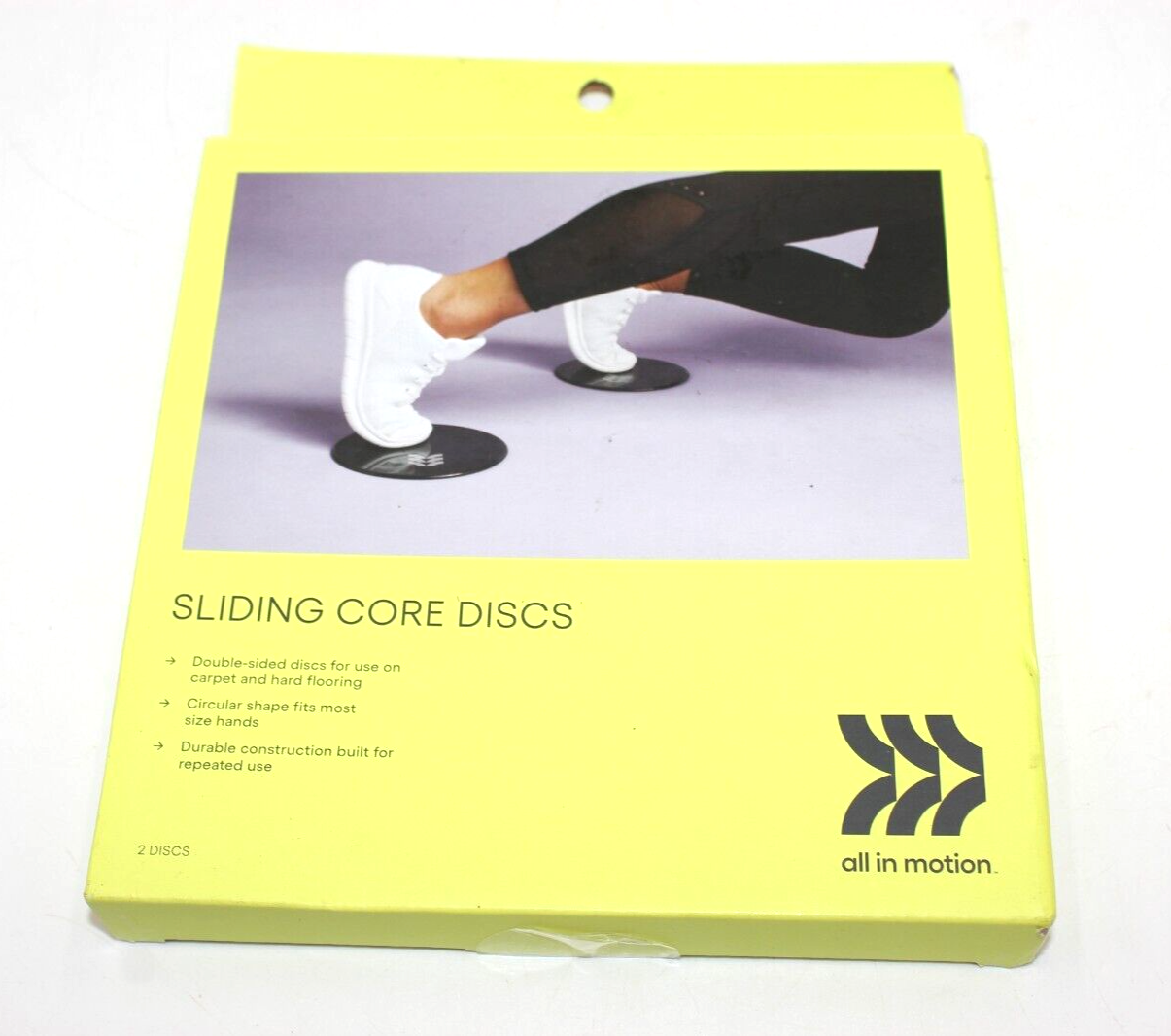 All In Motion AIM sliding core discs set, 2 pcs, used for fitness workouts and stretching exercises at home