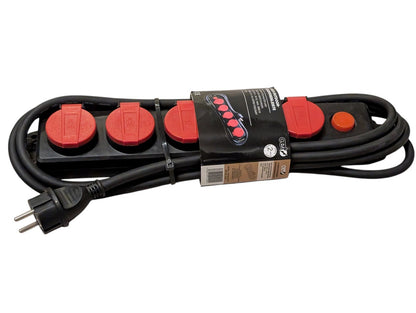 CET 5-Outlet Outdoor Power Strip with individual socket covers and a main switch, IP44 protection