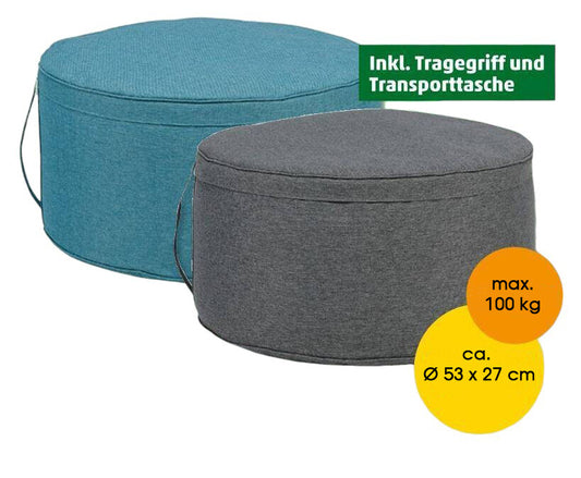 Hedura Outdoor-Pouf, an inflatable seat cushion, suitable for both indoor and outdoor use
