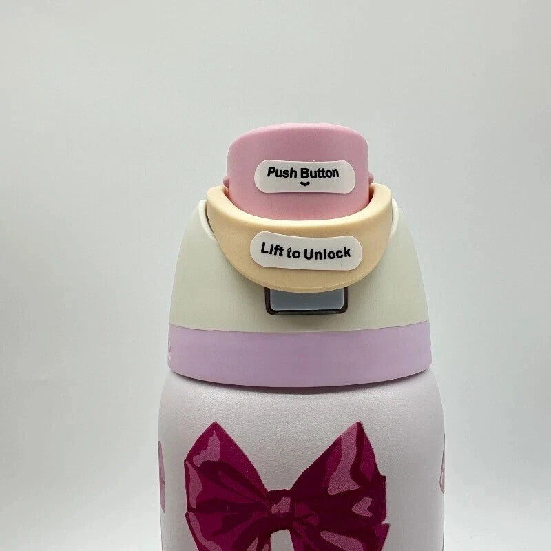 Owala Girlhood 32oz Free Sip Pink Bows Tumbler