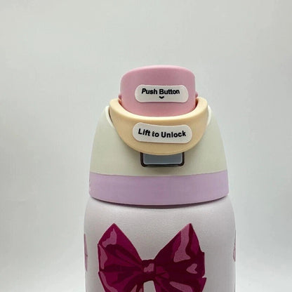 Owala Girlhood 32oz Free Sip Pink Bows Tumbler